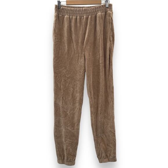 H&M Tan Corduroy High Rise Ankle Length Jogger Pants Size M - Picture 1 of 9